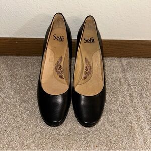Söfft Black Leather Pumps | Size 10M EU 40.5 | Classic Comfort Work Heels